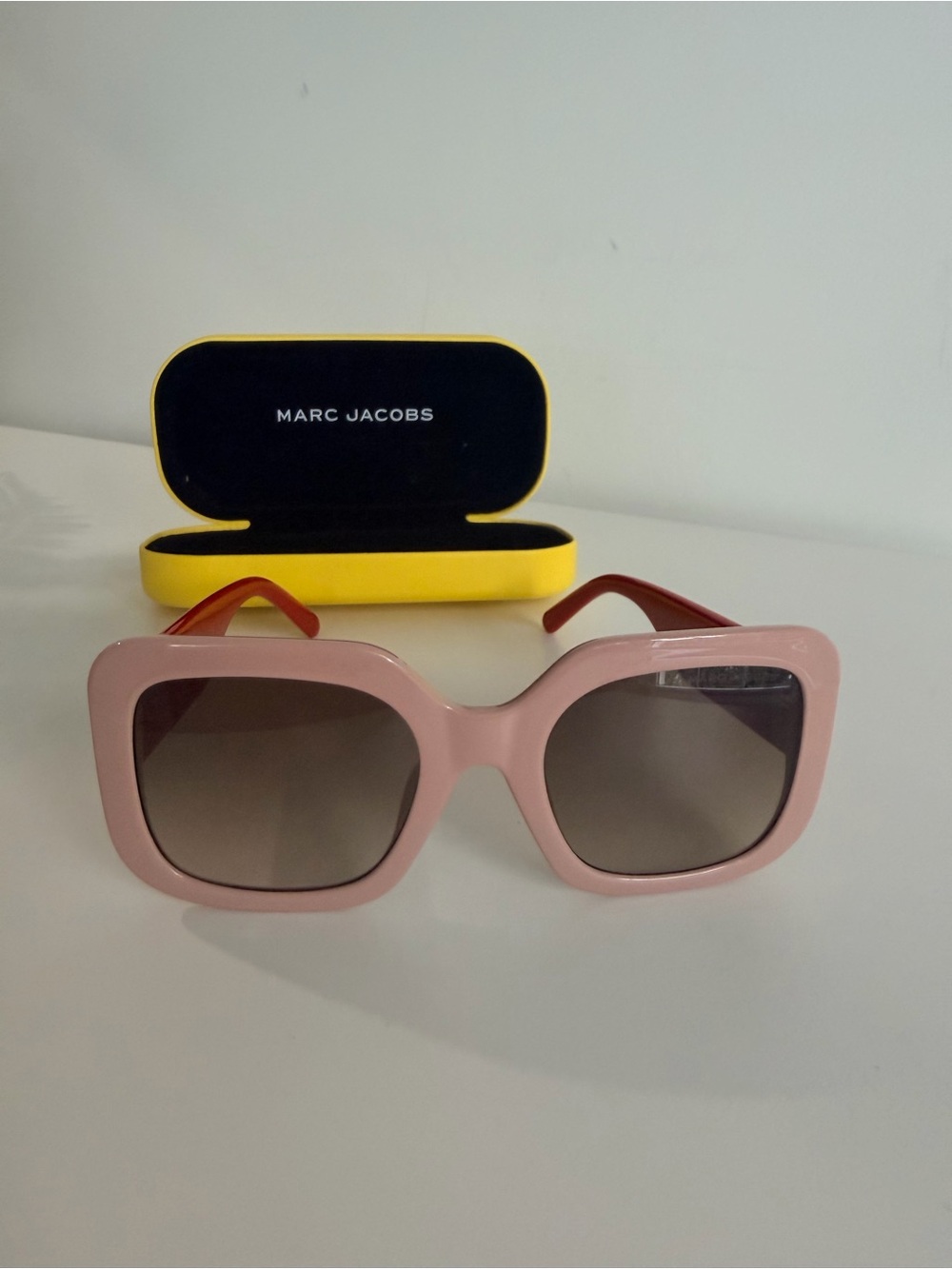 Marc Jacobs Blush Pink Oversized Square Sunglasses with Gradient Lenses